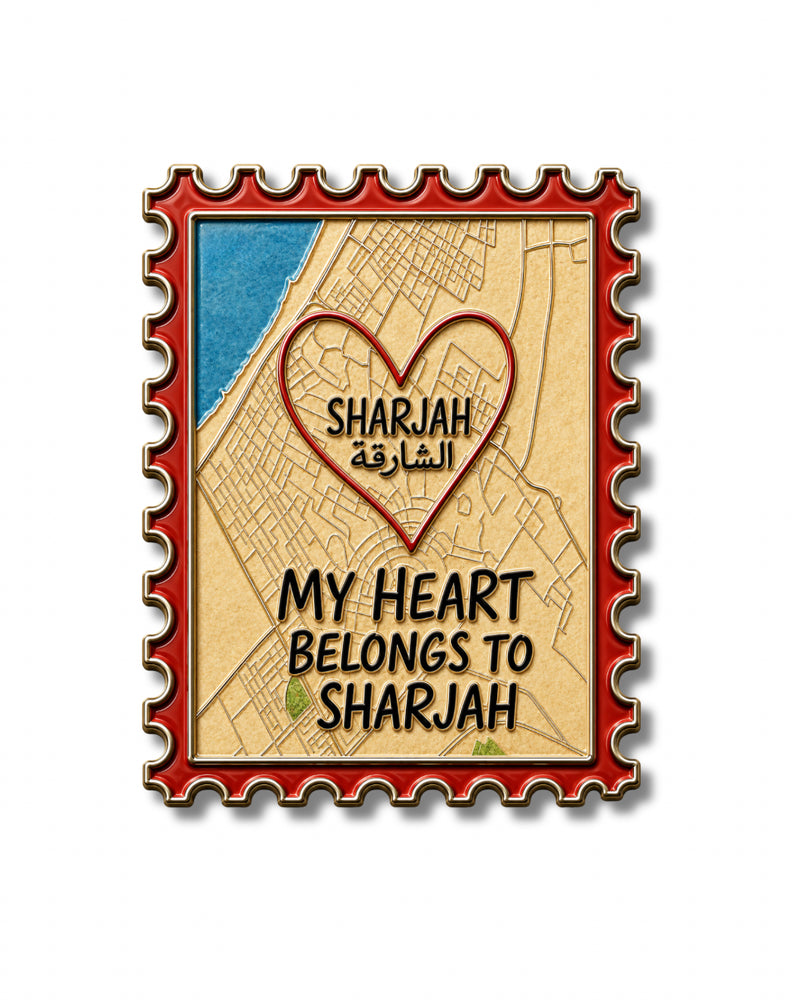 sharjah map metal sticker